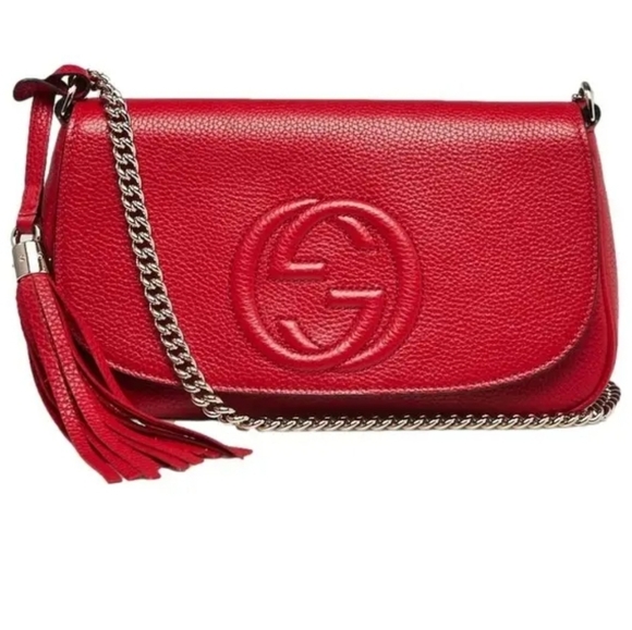Gucci Soho Disco GG Red Tassel Chain Crossbody Bag - Picture 4 of 16